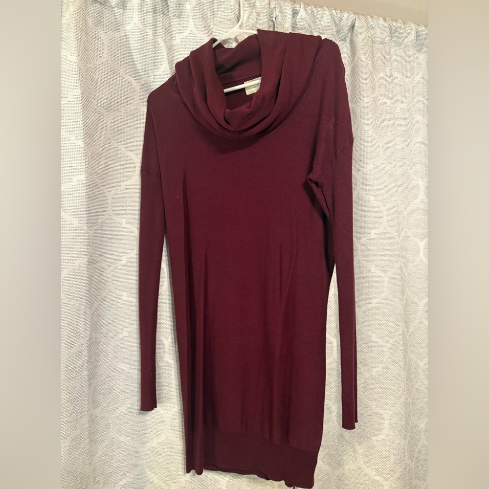 Maroon Cowl Neck Sweater Dress